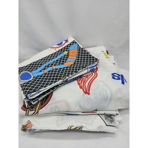 Vintage NHL Ice Hockey Team Logo All Over Print Bedding Twin Set White Made USA